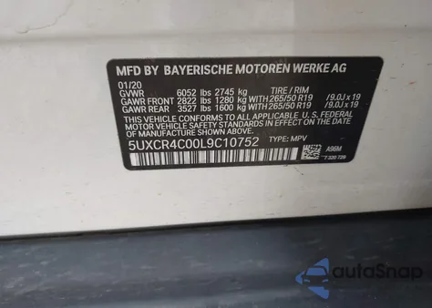 2020 BMW X5 Sdrive40I from USA, damaged, VIN 5UXCR4C00L9C10752